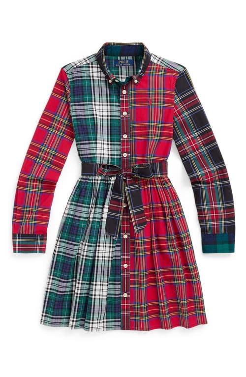 Polo Ralph Lauren Toddler And Little Girls Plaid Cotton Fun Shirtdress In Red/green Multi