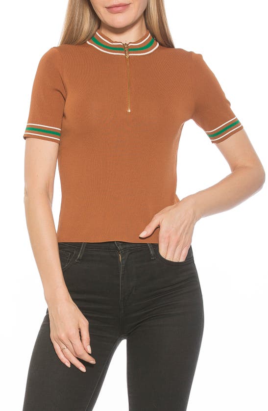 Alexia Admor Phoebe Short Sleeve Turtle Neck Sweater In Camel