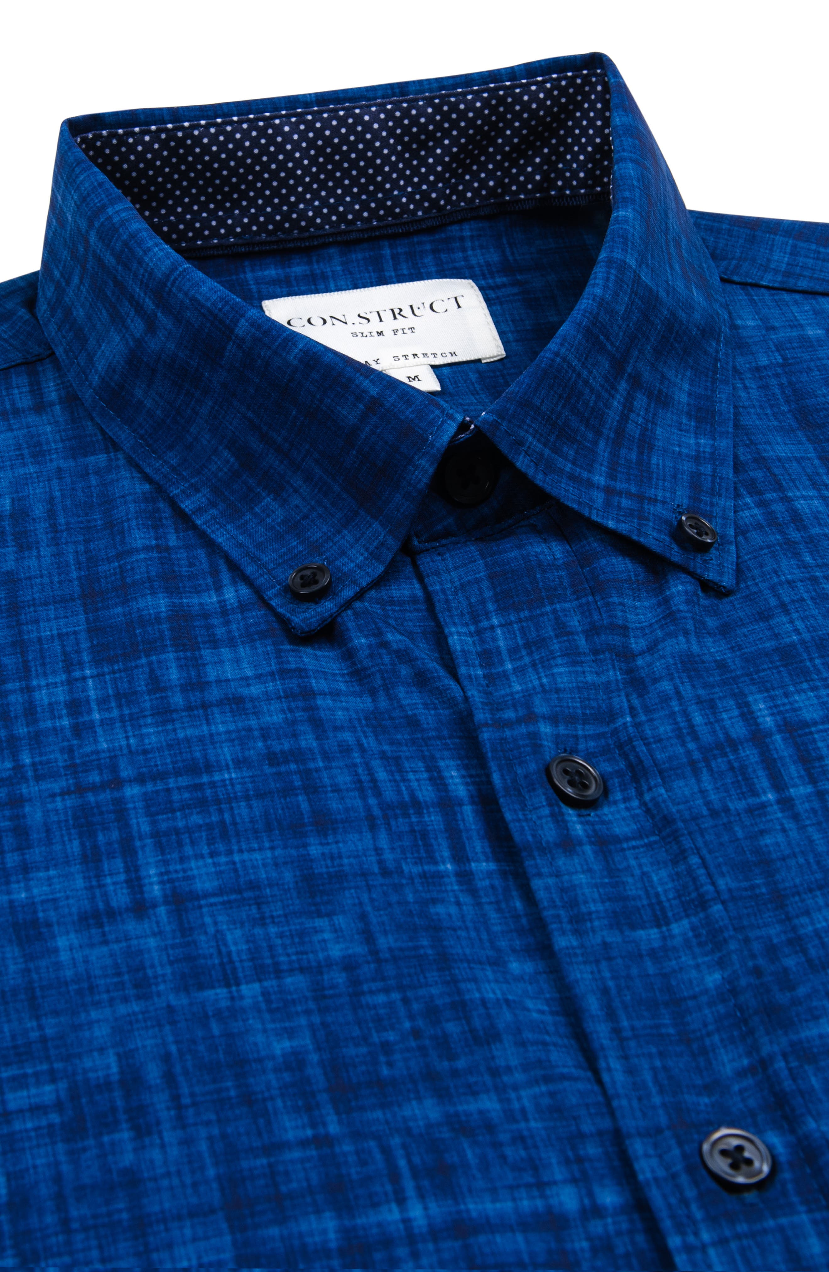 CONSTRUCT Slim Fit 4Way Stretch Performance Chambray Short Sleeve