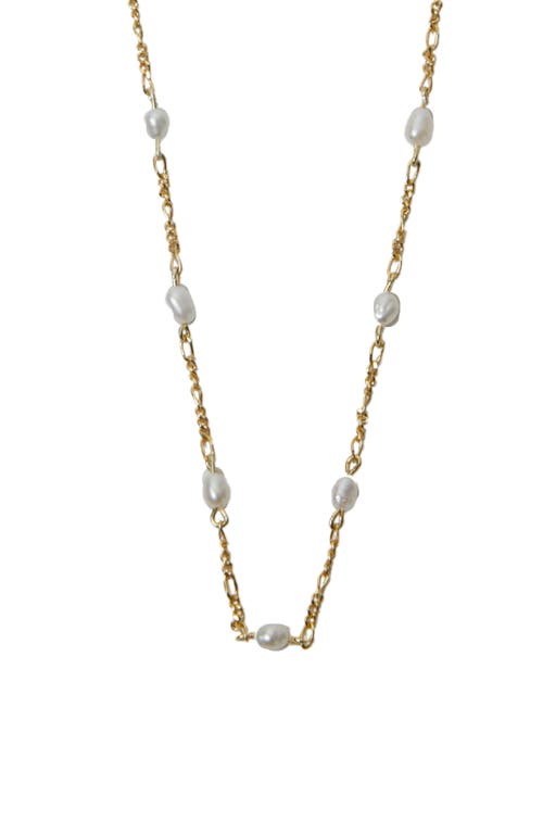 Freshwater Pearl Station Necklace in Gold