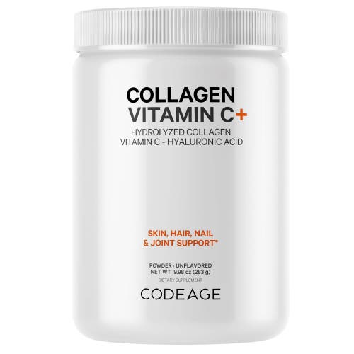Codeage Collagen Vitamin C+ Powder, Peptides Type 1 & 3 Grass-Fed Bovine, Enzymes, Hyaluronic Acid, 9.98 oz in White at Nordstrom