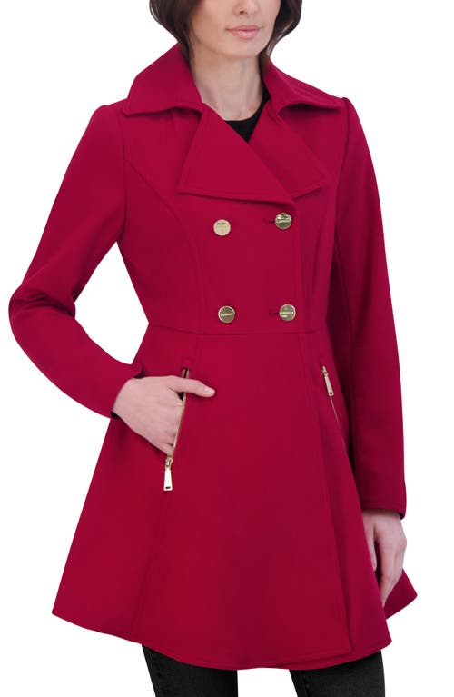 Laundry By Shelli Segal Plus Womens Wool Blend Long Pea Coat In Red