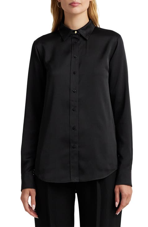 Black button up dress shirt womens best sale