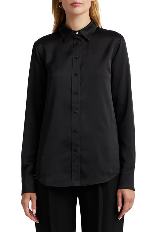 RALPH LAUREN LAUREN RALPH LAUREN CLASSIC FIT SATIN CHARMEUSE SHIRT