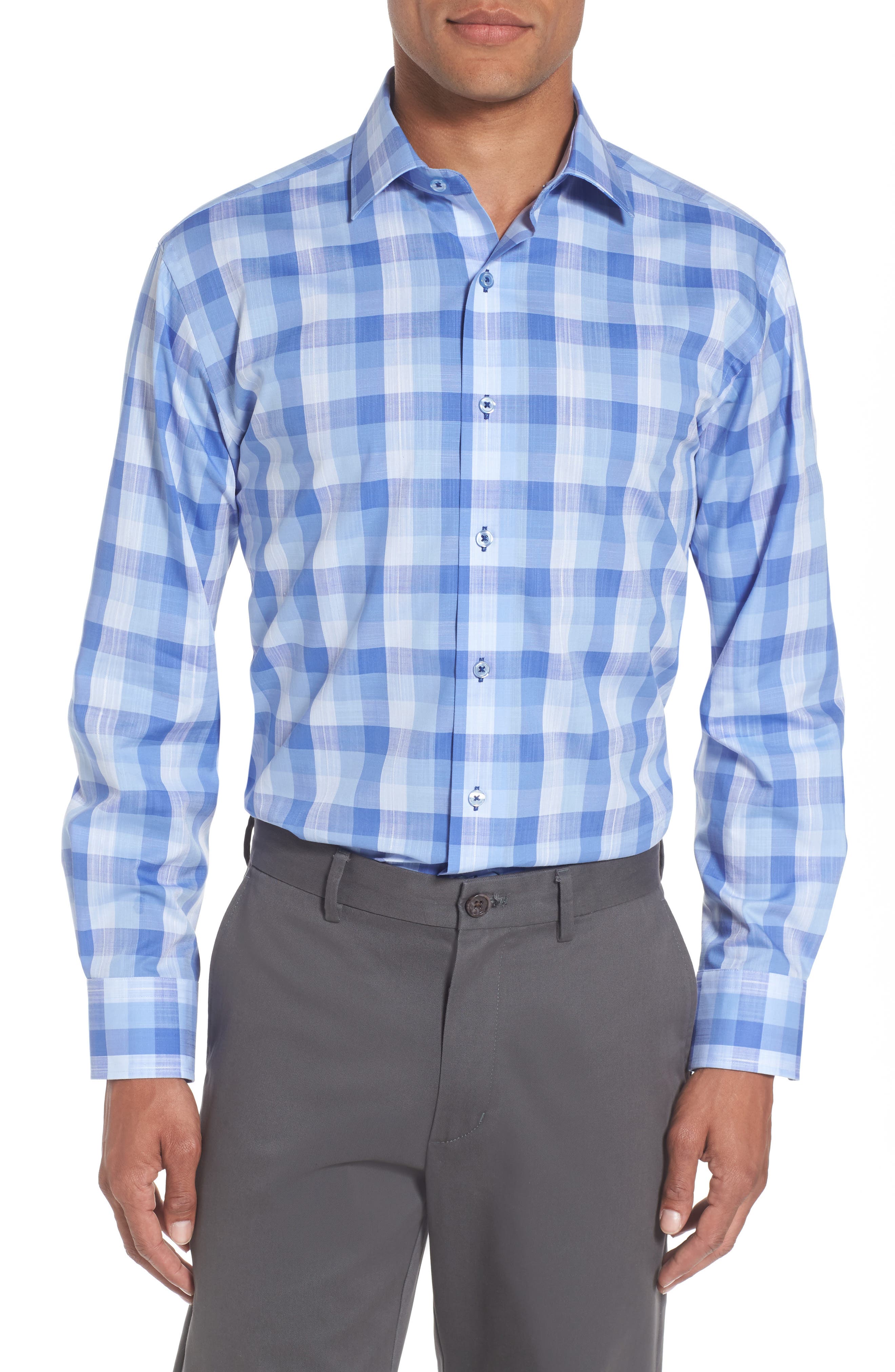 Lorenzo Uomo Trim Fit Check Dress Shirt Nordstrom