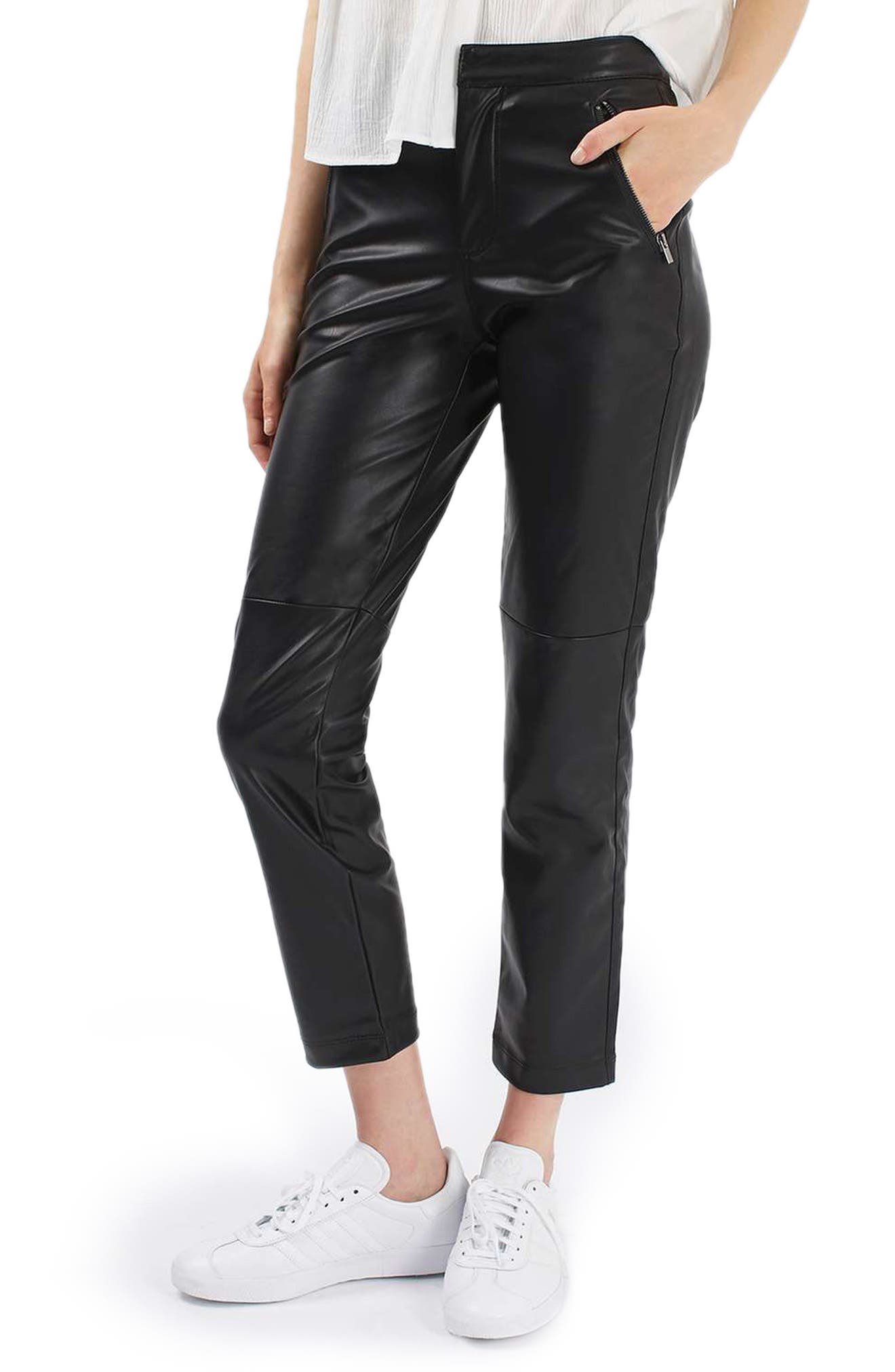 faux leather pants topshop