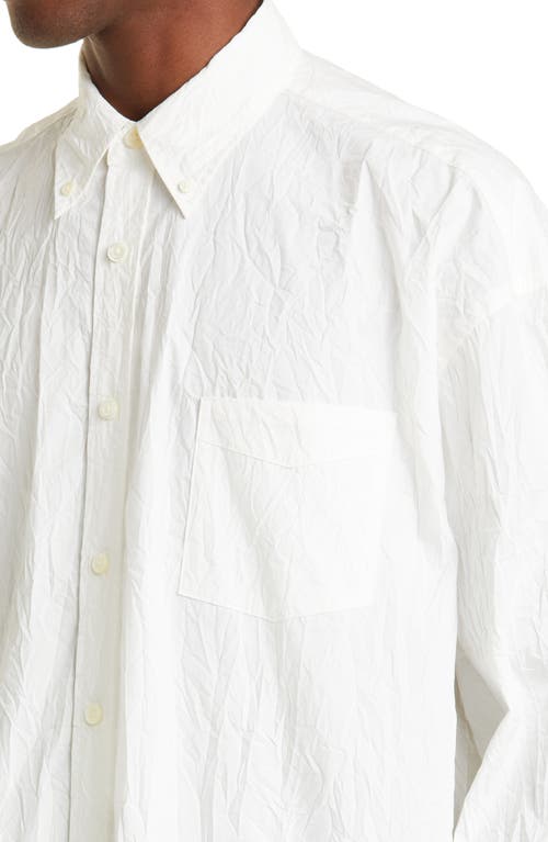 Shop John Elliott Oversize Crinkled Tie Front Button-down Shirt In White