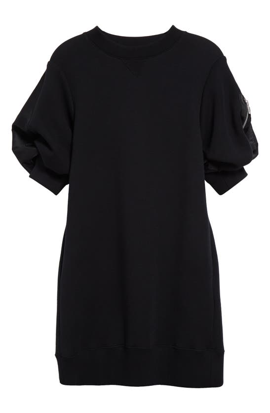 Shop Sacai Sponge Sweatshirt Dress In Black