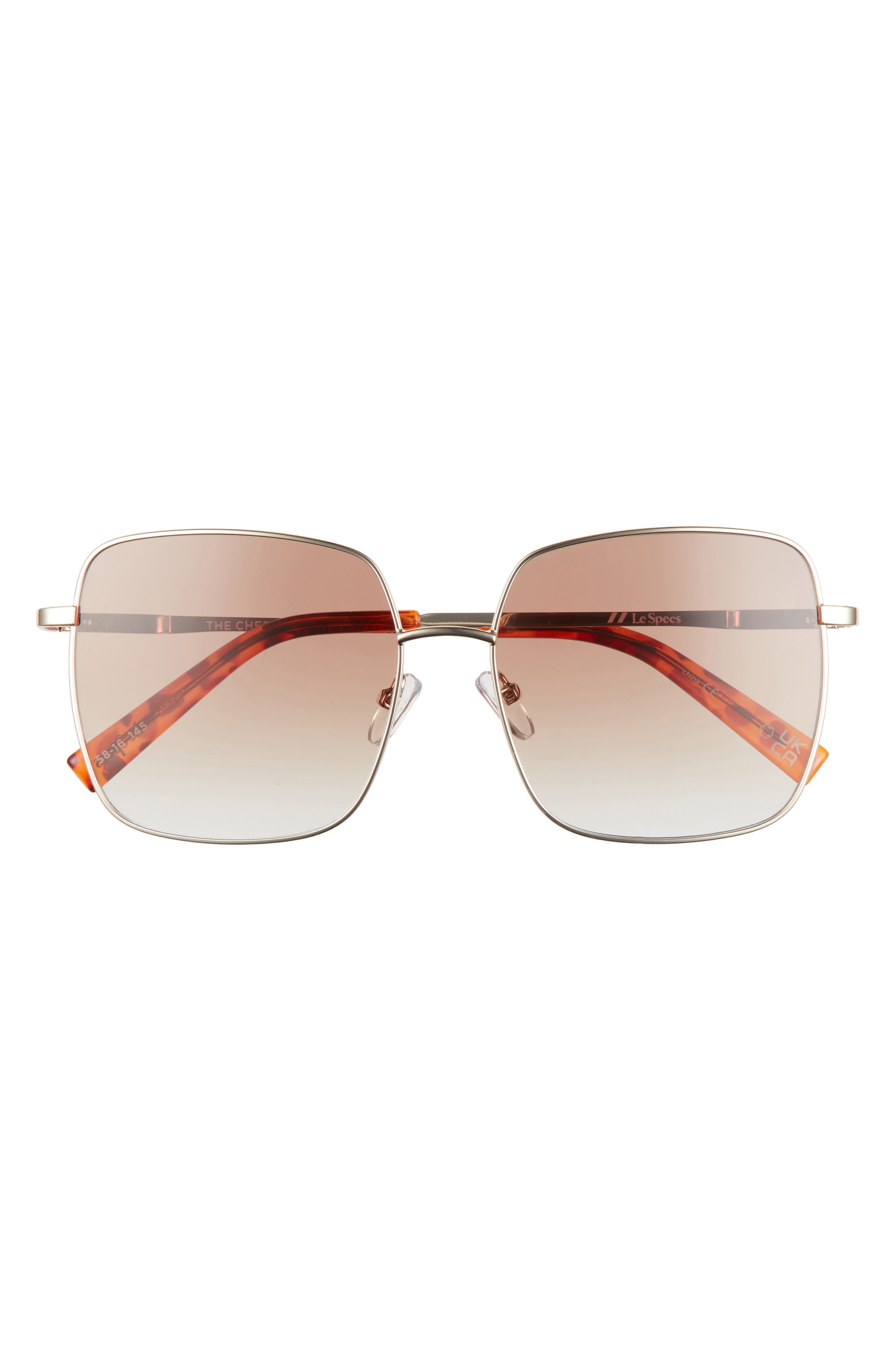 Le Specs The Cherished 58mm Square Sunglasses in Gold/Tan Grad at Nordstrom