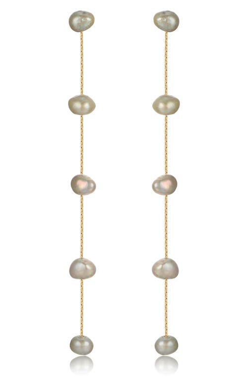 Ettika Dripping Freshwater Pearl Linear Drop Earrings in Olive at Nordstrom