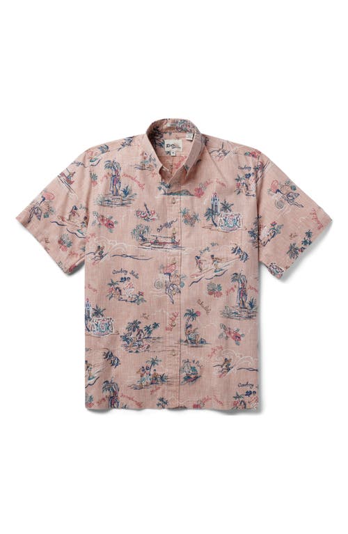 Classic Fit Hawaii 1959 Short Sleeve Button-Down Shirt in Light Pink