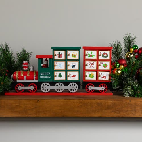 NORTHLIGHT NORTHLIGHT 16.5" LOCOMOTIVE TRAIN WOODEN CHRISTMAS ADVENT CALENDAR 