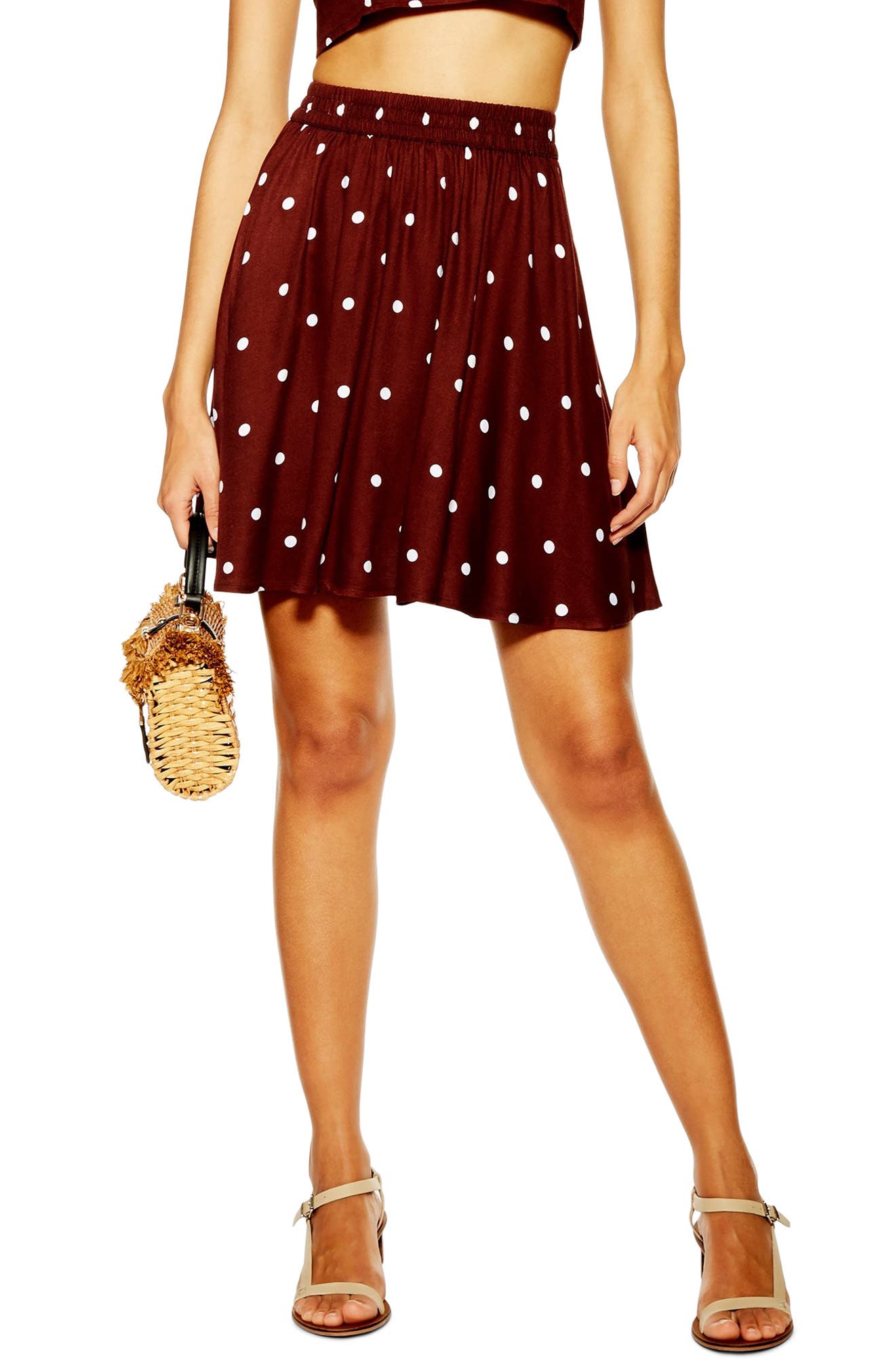 Topshop Spot Print Miniskirt, US (fits like 0-2) - Brown