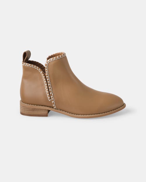 Walnut Melbourne Douglas Stitch Leather Boot In Fawn