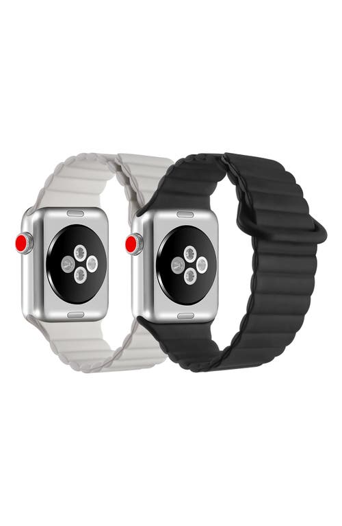 Shop The Posh Tech Pack Of 2 Magnetic Silicone Watch Bands In Black/blush Pink