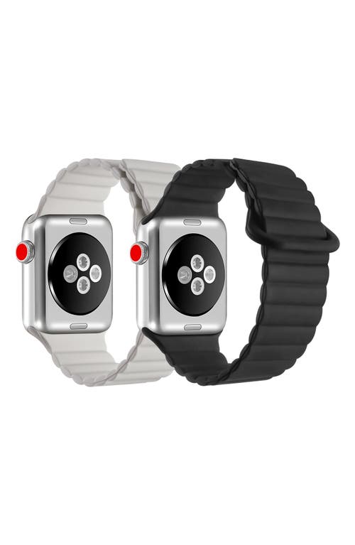 The Posh Tech Pack Of 2 Magnetic Silicone Watch Bands In Black/blush Pink