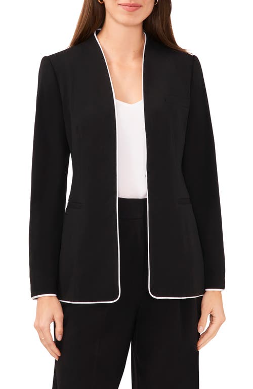 halogen(r) Piped Trim Collarless Blazer Rich Black at Nordstrom,