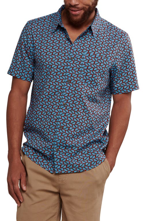Toad & Co Fletch Short Sleeve Organic Cotton Button-Up Shirt in Glacier Geo Print