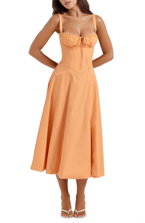 Darling Cove Midi Dress In Tangerine – St Frock
