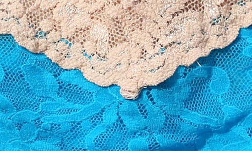 Shop Hanky Panky Colorplay Original Lace Thong In Fiji Blue/chai