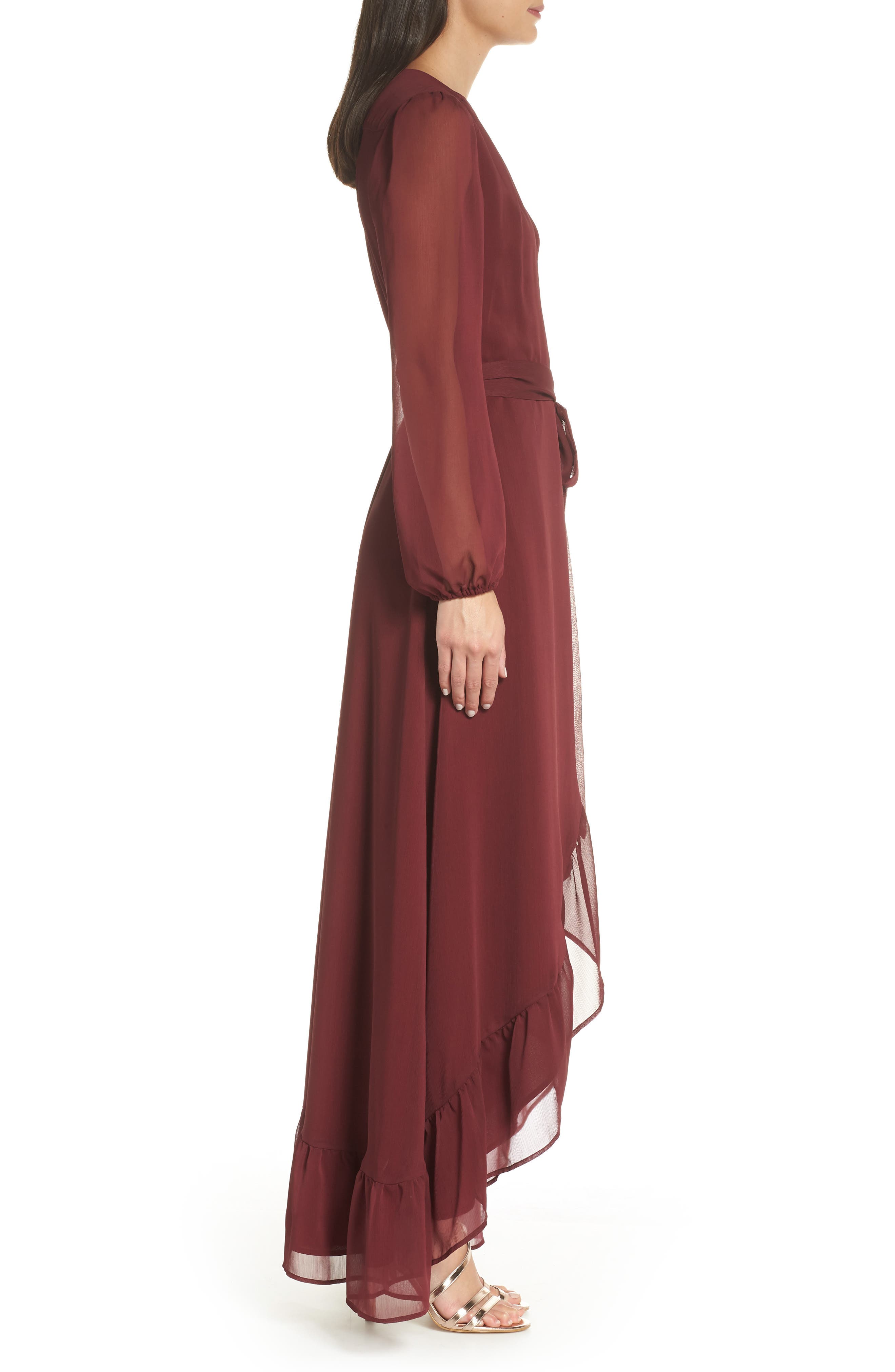 wayf meryl long sleeve wrap maxi dress