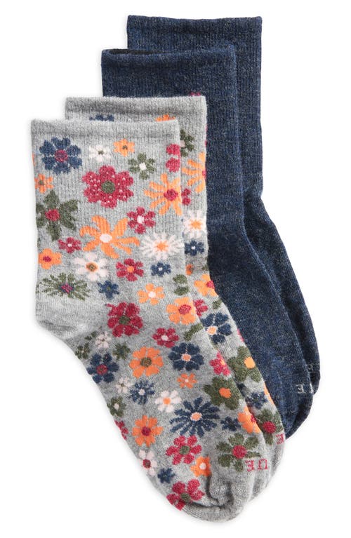 Shop Hue 2-pack Wool Blend Mini Crew Socks In Floral Pack