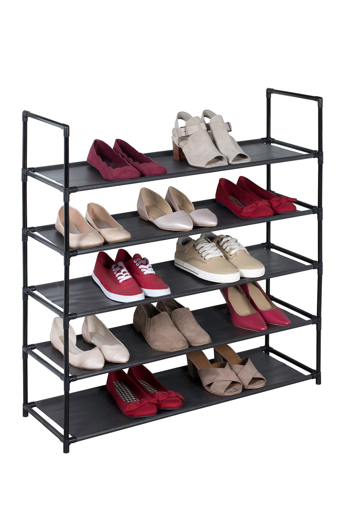 fabric shoe rack on Richards Homewares Black 5 Shelf Fabric Shoe Rack Nordstrom Rack