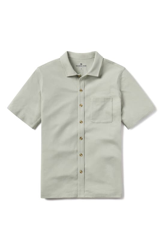 The Normal Brand Puremeso Solid Short Sleeve Knit Button-up Shirt In Sage