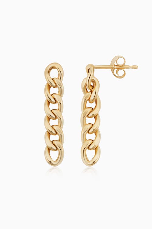 Oradina Women's 14k Yellow Solid Gold Carmine Curb Drop Earrings In Yellow Gold
