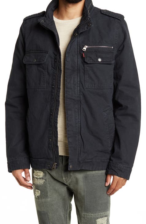 Levi's® Cotton Canvas Hooded Utility Jacket with Sherpa Lining