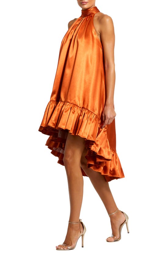 Shop Mac Duggal Satin High-low Dress In Rust