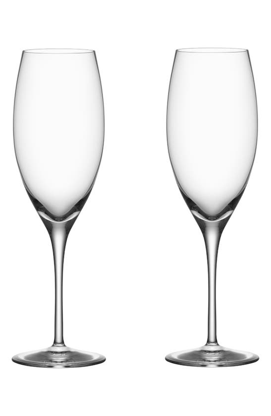 Orrefors Set Of 2 Premier Champagne Glasses In Clear