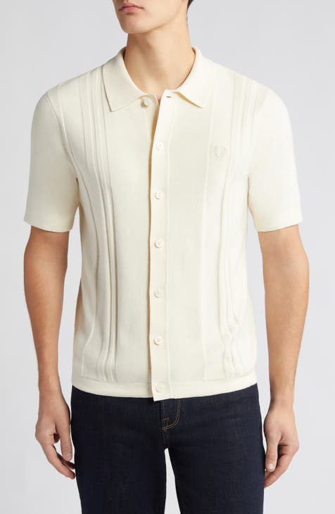 Knit Short Sleeve Button-Up Shirt