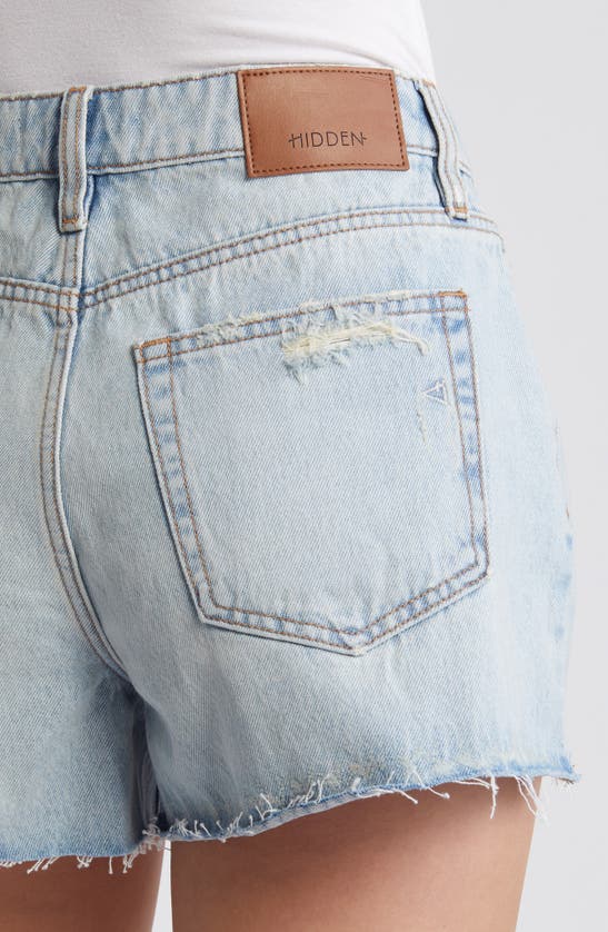 Hidden Jeans Relaxed High Waist Cutoff Denim Shorts In Light Wash
