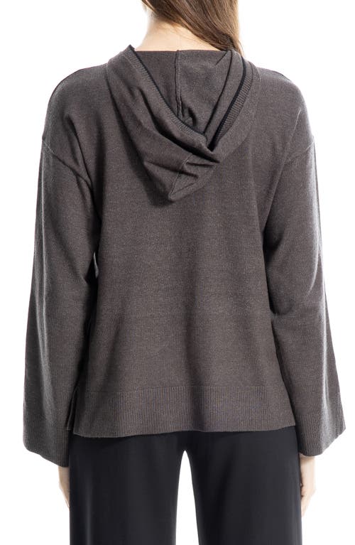 Max Studio Fine Gauge Hoodie In Dark Gray/black