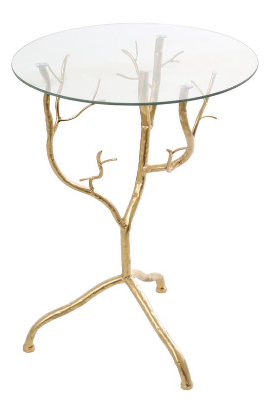 Vivian Lune Home Metal & Glass Trim Limb Accent Table In Gold
