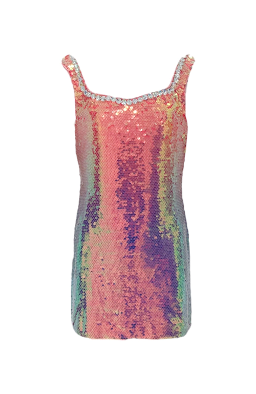 Shop Lola + The Boys Sunset Ombre Shimmer Dress In Multicolor