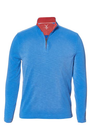 Nicoby Waffle Stitch Polynosic Quarter Zip Pullover In Royal