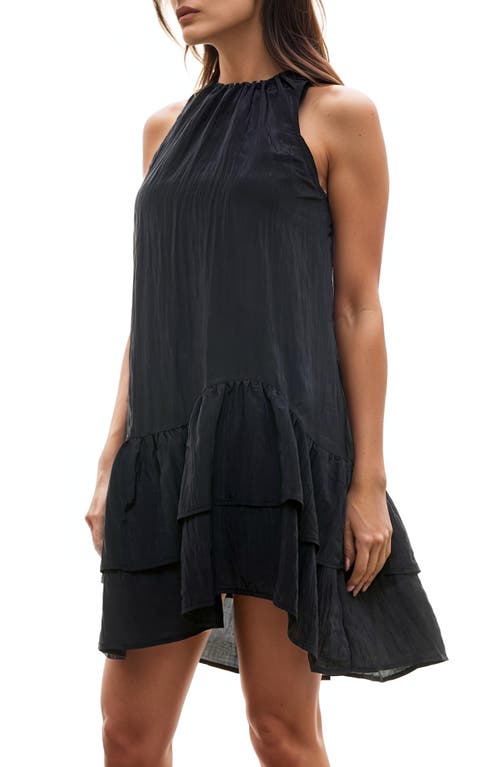 Shop Socialite Tiered Asymmetric Sleeveless Midi Dress In Black