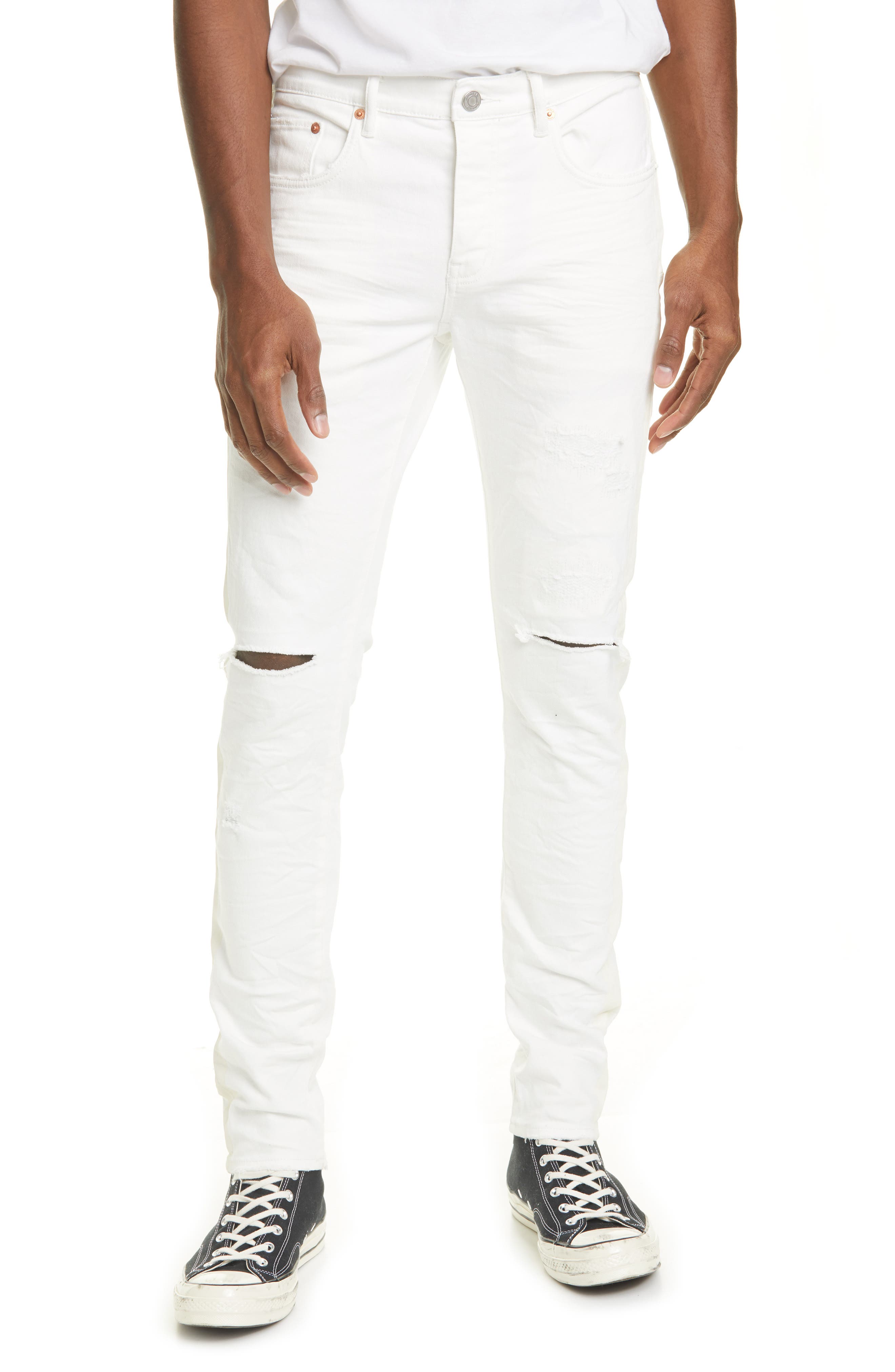 purple brand white jeans