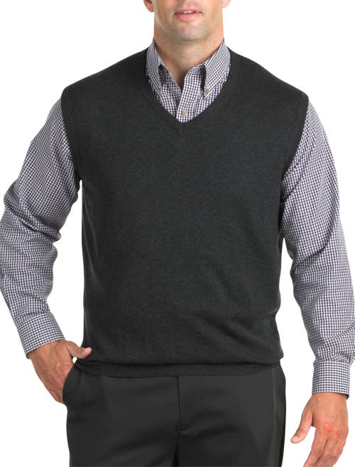 Shop Harbor Bay By Dxl V-neck Sweater Vest In Carbon Hthr