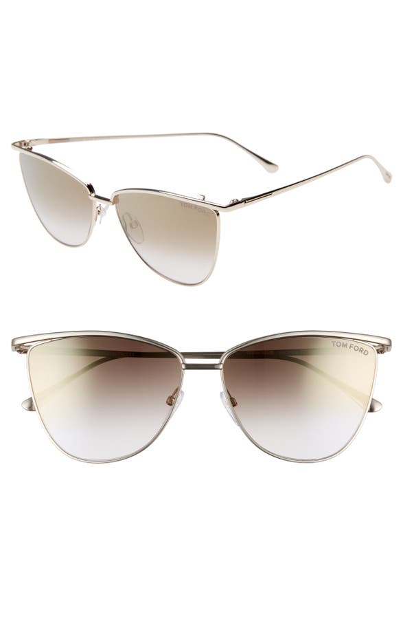 Tom Ford Veronica 58mm Gradient Mirrored Cat Eye Sunglasses In Rose Gold Brown Mirror Modesens