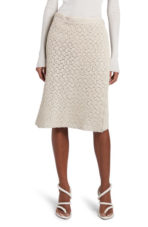 Cotton Crochet Wrap Sweater Skirt in Bone/Cloud