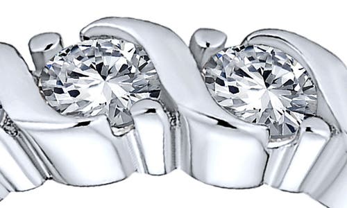 Bling Jewelry Wave Set Cubic Zirconia Eternity Ring In Silver