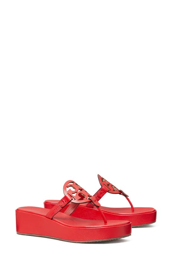 Tory Burch Miller Platform Wedge Thong Sandal In Tory Red