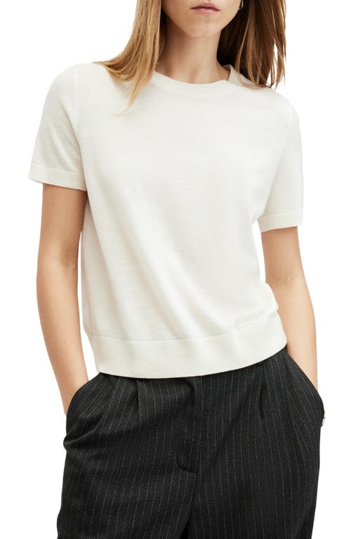 Shop Allsaints Bern Short Sleeve Wool Sweater In Chalk White