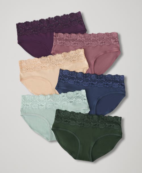 Pact Organic Lace Waist Brief 3-pack In Harvest Hues