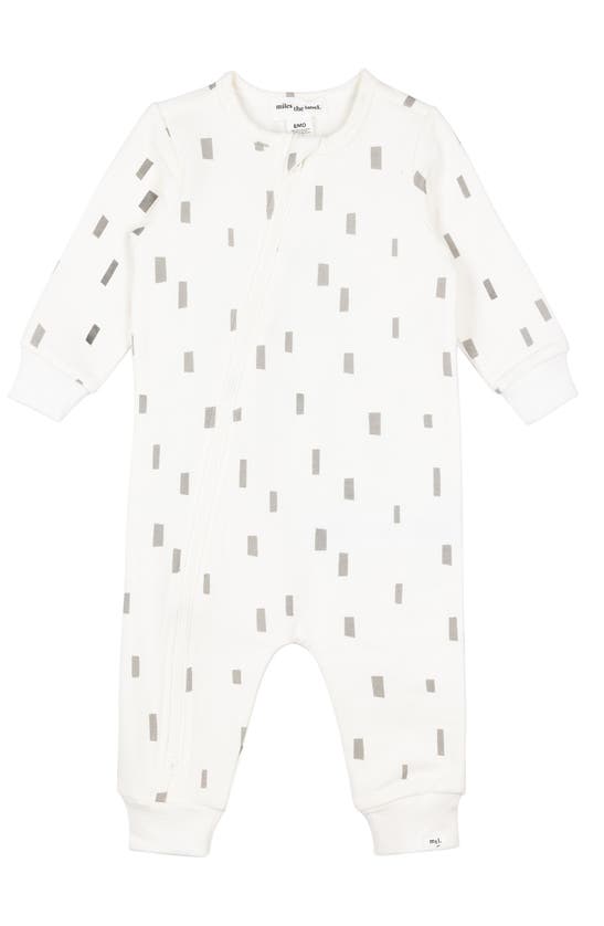 Miles The Label Babies' Print Stretch Organic Cotton Romper In Off White