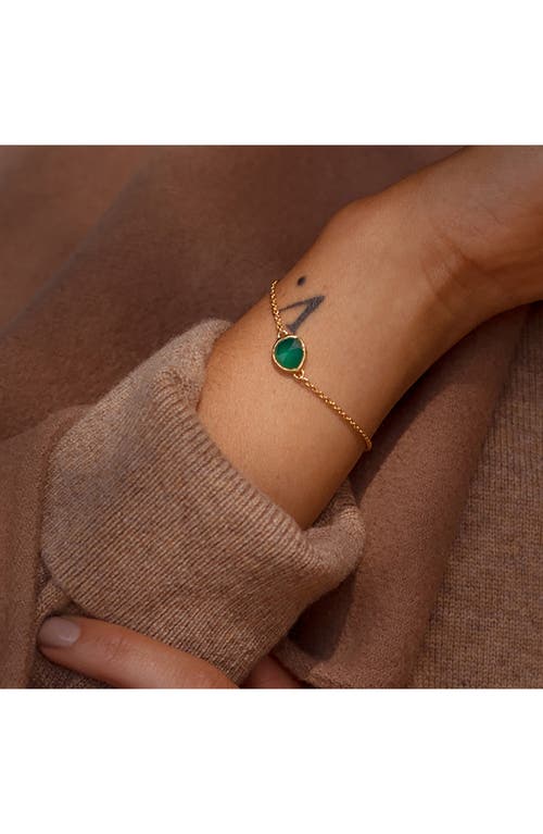Monica Vinader Siren Fine Chain Green Onyx Bracelet In Green Onyx/yellow Gold