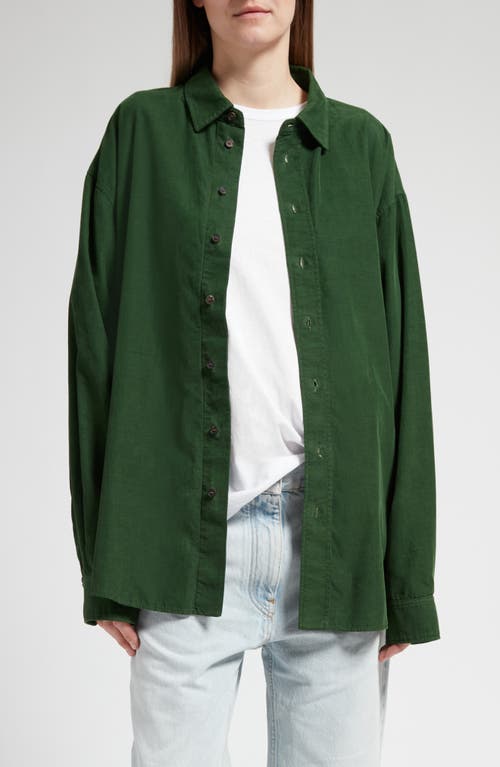 The Row Penna Corduroy Button-Up Shirt Pine Green at Nordstrom,